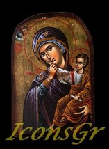 Wooden Greek Christian Orthodox Wood Icon of Virgin Mary /Mp2 - £9.16 GBP