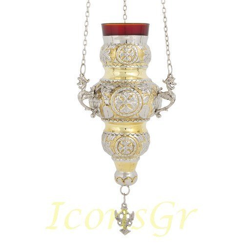Greek Christian Orthodox Bronze Oil Lamp with Chain - 409gn [Kitchen]