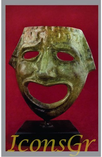 Ancient Greek Bronze Museum Statue Replica of Theatrical Mask of Comedy (1421) - $78.69