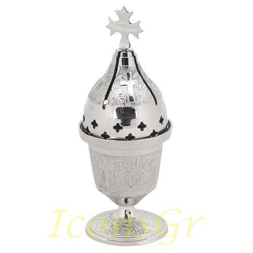 Greek Christian Orthodox Bronze Table Oil Lamp - 9961n