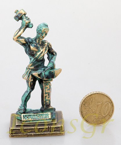 Ancient Greek Zamac Miniature Statue of Hephestus (Green/gold) [Kitchen]