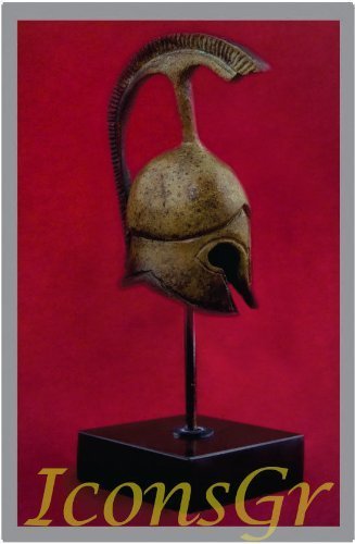 Ancient Greek Bronze Replica of Thespian Helmet on Base(1381-1) [Kitchen]