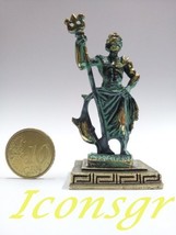 Ancient Greek Zamac Miniature Statue of Poseidon (Green/gold) [Kitchen] - £10.10 GBP