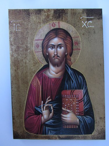 Wooden Greek Christian Orthodox Wood Icon of Jesus Christ / A2_5 [Kitchen]
