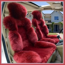 Fluffy Thick Wine Red Luxury Australian Lambskin Woolen Fur Seat Cover P... - $272.95