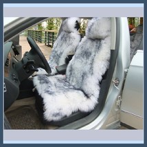 Smooth White Gray Tip Sheepskin Fur Seat Cover Protector Factory Sell Off  - £152.43 GBP