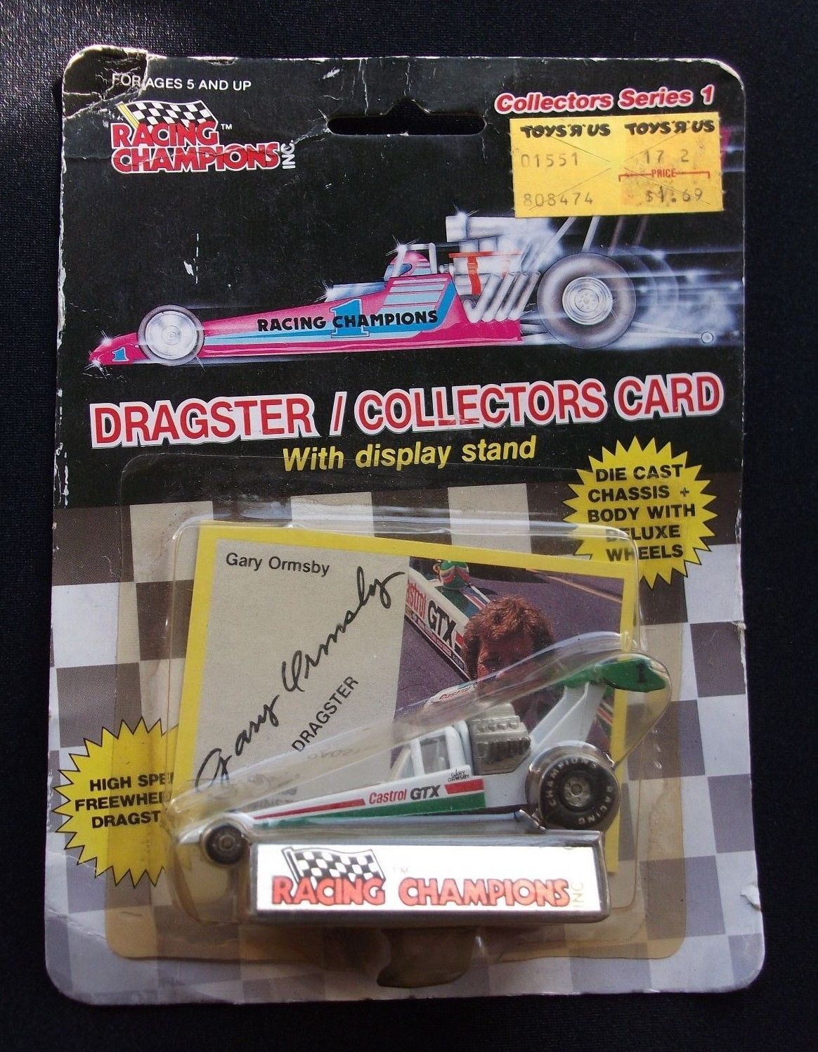 RACING CHAMPIONS DRAGSTER SERIES 1 1989 GARY ORMSBY DIE CAST & CARD "NEW" - $9.50