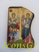 Wooden Greek Christian Orthodox Wood Icon of Archangels Michael and Gabriel/ Mp4 - £7.66 GBP