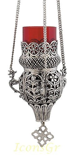 Greek Christian Orthodox Bronze Oil Lamp with Chain - 9395n [Kitchen]