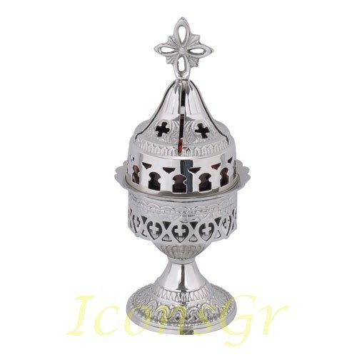 Greek Christian Orthodox Bronze Table Oil Lamp - 9581n [Kitchen]