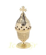 Greek Christian Orthodox Bronze Table Oil Lamp - 9961b - £67.44 GBP