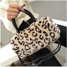 Faux Fur Clutch Evening Hand Bags Comes Six Choice Colors Leopard - White image 5