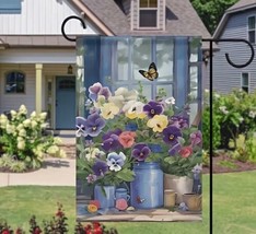 Jars filled with Pansies ~ Double Sided - Garden Flag ~ 12&quot; x 18&quot; ~ NEW! - £10.28 GBP