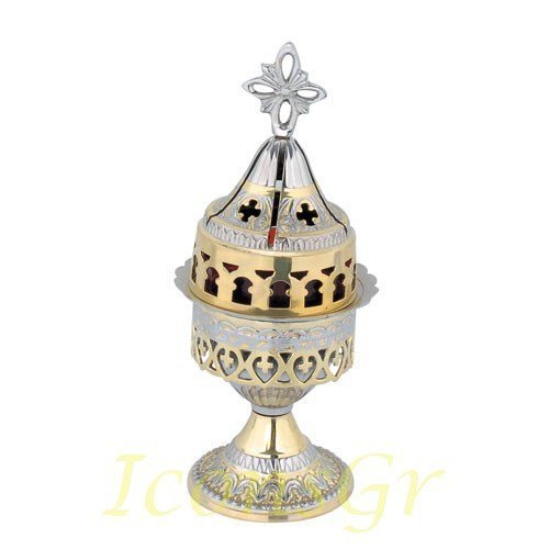 Greek Christian Orthodox Bronze Table Oil Lamp - 9581gn [Kitchen] - $96.53
