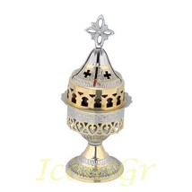 Greek Christian Orthodox Bronze Table Oil Lamp - 9581gn [Kitchen] - £75.39 GBP