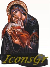 Wooden Greek Christian Orthodox Wood Icon of Mother of Jesus & Jesus Christ /5 - $136.81