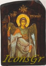 Wooden Greek Christian Orthodox Wood Icon of Archangel Michael / G4 [Kitchen] - £125.34 GBP