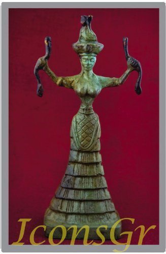 Ancient Greek Bronze Museum Statue Replica of Snake Goddess (1250) [Kitchen] - $58.70