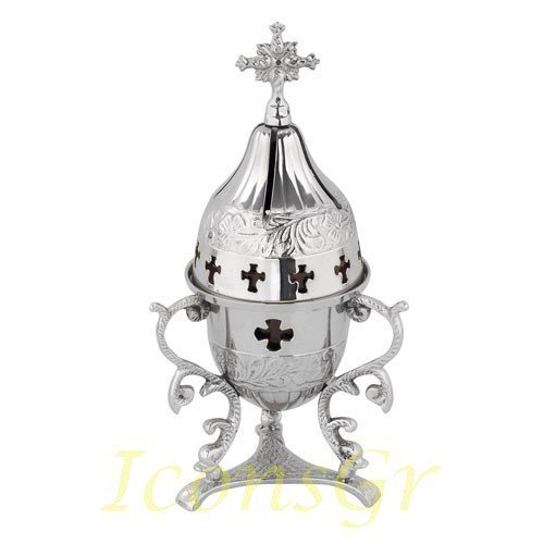 Greek Christian Orthodox Bronze Table Oil Lamp - 9545n