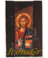 Wooden Greek Christian Orthodox Wood Icon of Jesus Christ / P6 [Kitchen] - £102.33 GBP