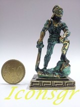 Ancient Greek Zamac Keyring Miniature Statue of Ares (Green/gold Oxidication) - £9.90 GBP
