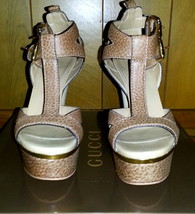 Authentic Gucci Iman T-Strap Platform Sandals Size 34.5 - £397.84 GBP