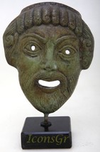 Ancient Greek Bronze Museum Statue Replica of Theatrical Mask of Tragedy (1425) - $71.74
