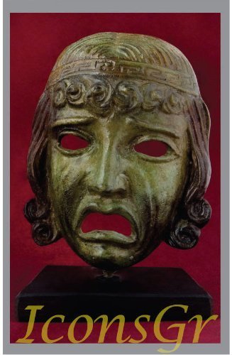 Ancient Greek Bronze Museum Statue Replica of Theatrical Mask of Tragedy (1411)