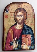 Wooden Greek Christian Orthodox Wood Icon of Jesus Christ /Mp2_5 - $11.66