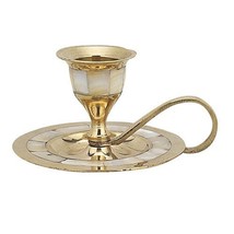 Christian Orthodox Bronze Candlestick with Fildisi (9132) [Home] - $23.72