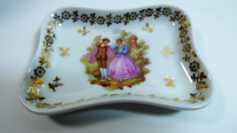 Limoges France Miniature Candy Trinket Dish with Gold Trim Romance - £18.68 GBP