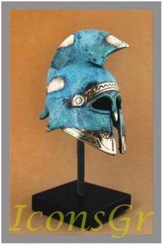 Ancient Greek Bronze Museum Replica of Cretan Helmet on a Base (365-1) [Kitchen]