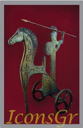 Ancient Greek Bronze Museum Statue Replica of Athena on Carriage of the Sun 1109