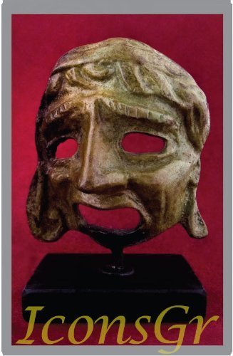 Ancient Greek Bronze Museum Statue Replica of Theatrical Mask of Tragedy (1441) - $48.41