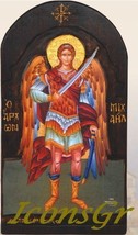 Wooden Greek Christian Orthodox Wood Icon of Archangel Michael / S3 [Kit... - £102.43 GBP