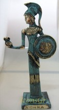 Ancient Greek Bronze Museum Statue Replica of Athena with Owl and Shield (102) - £96.51 GBP