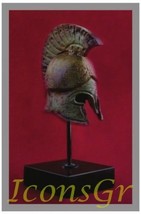 Ancient Greek Bronze Museum Replica of Spartan Hoplite Helmet on a Base ... - $44.88