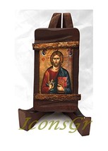 Wooden Greek Christian Orthodox Wood Icon of Jesus Christ / Mp3_3 [Kitchen] - $13.23