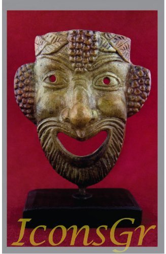 Ancient Greek Bronze Museum Statue Replica of Theatrical Mask of Comedy (1429)