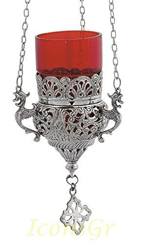 Greek Christian Orthodox Bronze Oil Lamp with Chain - 9503n [Kitchen]