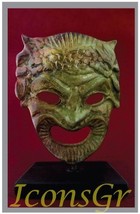 Ancient Greek Bronze Museum Statue Replica of Theatrical Mask of Comedy ... - £64.22 GBP