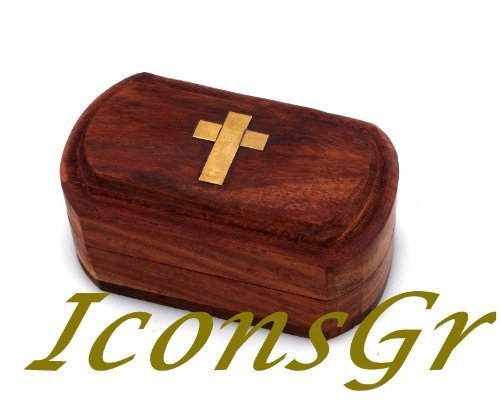 Handmade Christian Orthodox Wooden Wood Storage Box with Decorative Cross/ 274