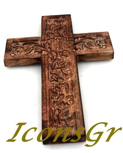 Handmade Christian Greek Orthodox Wood Carved Cross / R16 [Kitchen]