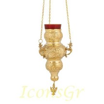 Greek Christian Orthodox Bronze Oil Lamp with Chain - 409b [Kitchen] - £114.53 GBP