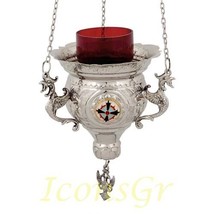 Greek Christian Orthodox Bronze Oil Lamp with Chain - 231n [Kitchen] - £121.50 GBP