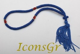 Handmade Christian Orthodox Komboskoini, Prayer Rope 100 Knots Blue/red Beads - £15.23 GBP
