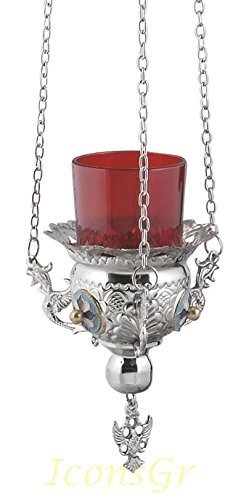 Greek Christian Orthodox Bronze Oil Lamp with Chain - 9771n [Kitchen]