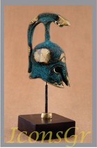 Ancient Greek Bronze Replica of Thespian Helmet on a Base (381-1) [Kitchen] - $43.22