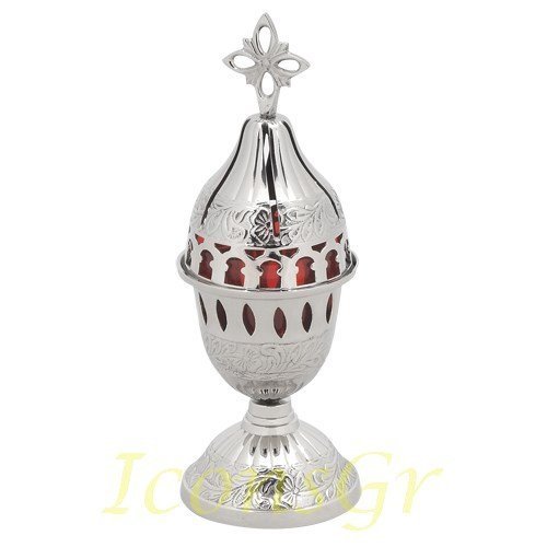 Greek Christian Orthodox Bronze Table Oil Lamp - 9960n