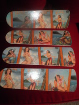 CUSTOM TROPICAL WAKIKI SEXY VINTAGE PIN UP GIRLS CEILING FAN SURF HULA M... - $118.75